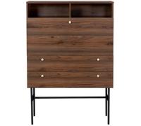 Bureau secrétaire 1 porte battante 2 tiroirs - LODGE - Décor noyer et pieds métal