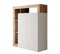 AltoBuy Bureau secrétaire 2 Portes Contemporain Blanc laqué et Aspect Bois Finition Cadiz - Arturo
