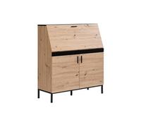 Bureau secrétaire avec 2 portes - MDF - Naturel et Noir - MALEDA