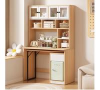 Bureau secrétaire avec armoire haute pivotante 110 x 55 x 180 cm MDF blanc et bois naturel
