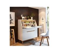 Bureau secrétaire en bois blanc laqué et chêne clair - BU16001