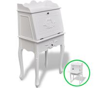 Bureau Secrétaire Français Blanc MDF | Antique Style, Abattant avec Rangement, Étagères et Tiroir, Durable pour Bureau