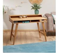 IDIMEX Bureau secrétaire Luna avec niches 110 x 84 x 54 cm, en Bois de pin Massif, Rangement élégant et Compact, Petit Bureau, Brun