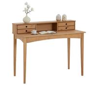 Bureau secrétaire MILANO en pin massif avec 4 tiroirs et 1 niche, bois lasuré brun