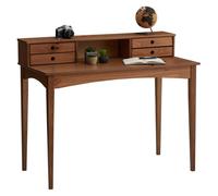 IDIMEX Bureau secrétaire Milano en pin Massif avec 4 tiroirs et 1 Niche, Bois lasuré Brun foncé