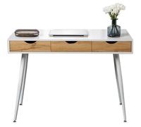 Bureau Secrétaire Table de Bureau Informatique Moderne avec 3 Tiroirs - SogesHome - Blanc & Teck