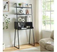 [en.casa] Bureau avec Étagère Échelle Intégrée Table d'Étude Design Industriel avec Surfaces de Rangement et Compartiments de Séparation Acier 184 x 80 x 40 cm Noir