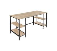 Bureau style industriel 2 étagères 2 espaces de stockage bois clair