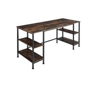 Bureau style industriel 2 étagères 2 espaces de stockage bois foncé