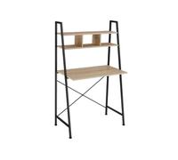 Bureau Style industriel 3 Compartiments de rangement bois clair