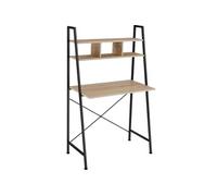 Bureau Style industriel 3 Compartiments de rangement bois clair