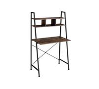 Bureau Style industriel 3 compartiments de rangement bois foncé