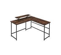 Bureau Style industriel avec Fixation moniteur coulissant bois foncé