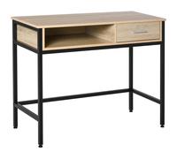 Bureau style industriel casier + tiroir coulissant métal noir chêne clair