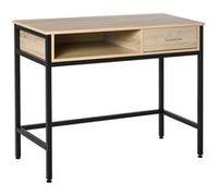 Bureau style industriel casier + tiroir coulissant métal noir chêne clair