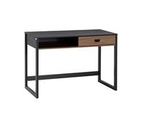 Bureau style industriel casier tiroir panneaux noir aspect noyer