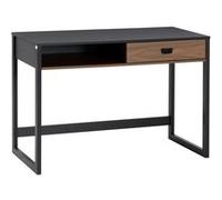 Bureau style industriel casier tiroir panneaux noir aspect noyer