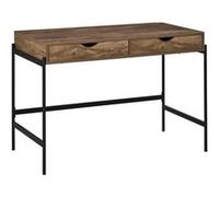 HOMCOM Bureau Style Industriel dim. 110L x 55l x 75H cm cm tiroir + 2 tiroirs piètement métal Noir Plateau MDF Aspect Bois