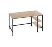 Bureau Style industriel Etagère latérale avec 2 compartiments de stockage Bois clair industriel, Chêne Sonoma