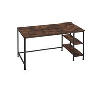 Bureau Style industriel Etagère latérale avec 2 compartiments de stockage Bois foncé industriel, rustique