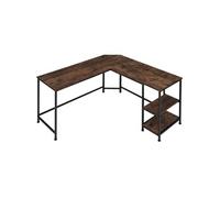 Bureau Style industriel Etagère latérale avec 2 compartiments de stockage Bois foncé industriel, rustique