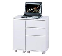 Bureau sur Roulettes pour Ordinateur Portable 3 Tiroirs/1 Porte, Dim : 121 x 36,5 x 72 cm --