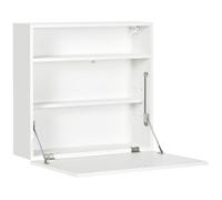Bureau suspendu - HOMCOM - mural tablette rabattable 3 compartiments rangement gain place - bois - 64x20x60cm - blanc