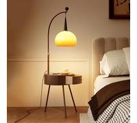 Bureau Table de chevet avec lampe lecture sur pied | Avec port USB, table d'appoint moderne avec lampadaire for chambre à coucher, salon, bureau