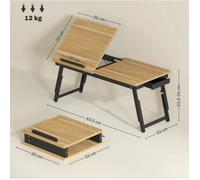 Bureau table de lit pour ordinateur portable réglable en hauteur avec plateau inclinable tiroir pliable ORVRYN