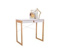 hjh Living Bureau TAROLO II 80x42x75 cm 1 tiroir blanc piétement bambou