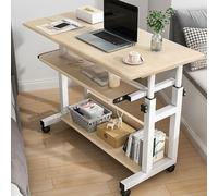 Bureau Table Debout Réglable en Hauteur,ureau d'angle pour Bureau À Domicile pour Écrire,Table De Lit pour Ordinateur Portable avec roulettes(Natural,31.5in(80cm))