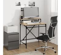 Bureau Table d'Ordinateur Intérieur Chêne Fumé Bois d'Ingénierie et Fer vidaXL