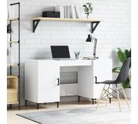 Vidaxl Bureau Blanc Brillant 140x50x75 Cm Bois D'ingénierie Blanc