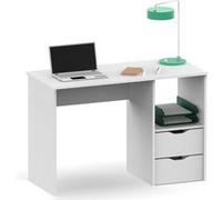 Bureau, Table Informatique, 76x115x50cm, 2 Tiroirs, Poste de Travail, Chambre, Briebe, Prakt, , Blanc Blanc G