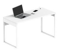 Bureau, Table Informatique Bureau, Pieds en Métal 76x135x60cm, USB Intégré, Briebe, Smuk, , Blanc Blanc G