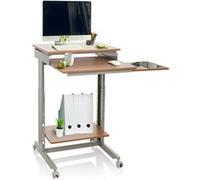 hjh OFFICE 830020 Bureau Table pour Ordinateur Workstation Bureau Assis-Debout, réglable en Hauteur, Hêtre/Gris