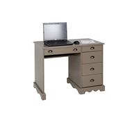 Bureau Taupe 5 Tiroirs Style Anglais - L 100 x l 58.3 x H 74.7 cm