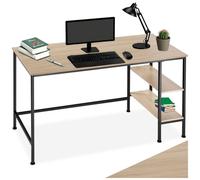 Bureau - TECTAKE - Bureau DONEGAL au style industriel avec 2 compartiments, bois et acier, 140 x 60 x 76,5 cm - Bois clair