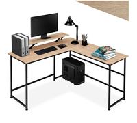 Bureau - TECTAKE - Bureau en L MELROSE au style industriel, avec fixation du moniteur coulissant 140 x 130 x 76,5 cm - Bois clair