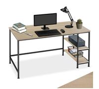 Bureau - TECTAKE - Table de bureau CANTON au style industriel en bois et acier, avec 2 étages, 120 x 60 x 75,5 cm - Marron clair