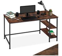 Bureau - TECTAKE - Table de bureau DONEGAL avec 2 compartiments 140 x 60 x76,5 cm - Bois foncé