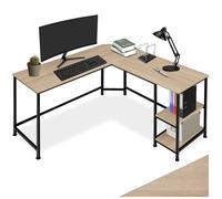 Bureau HAMILTON 138x138x75,5cm - Bois clair industriel, Chêne Sonoma