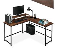 Tectake Bureau MELROSE 140x130x76,5cm - Bois foncé industriel, rustique