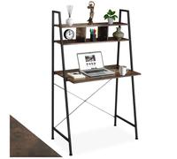 Bureau - TECTAKE - Table de bureau EXETER en bois et acier 85,5 x 46,5 x 140 cm - Bois foncé