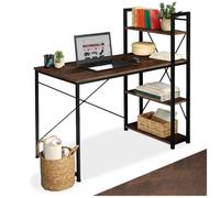 Bureau - TECTAKE - Table de bureau HERSHEY avec 3 compartiments de rangements 122 x 61 x 120 cm - Marron foncé