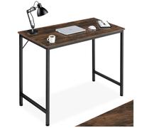 Bureau - TECTAKE - Table de bureau JENKINS en bois et acier 80 x 50 x 75,5 cm - Bois foncé