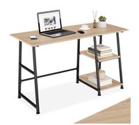 Bureau - TECTAKE - Table de bureau PAISLEY en bois et acier 120 x 50 x 73,5 cm - Bois clair