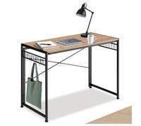 Bureau - TECTAKE - Table de bureau PATERSON pliable en bois et acier 102 x 51 x 77 cm - Bois clair