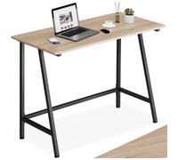 Bureau - TECTAKE - Table de bureau rectangulaire NEWTON en bois et acier 100 x 50 x 77 cm - Marron clair