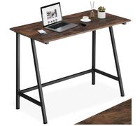 Bureau - TECTAKE - Table de bureau rectangulaire NEWTON en bois et acier 100 x 50 x 77 cm - Marron foncé